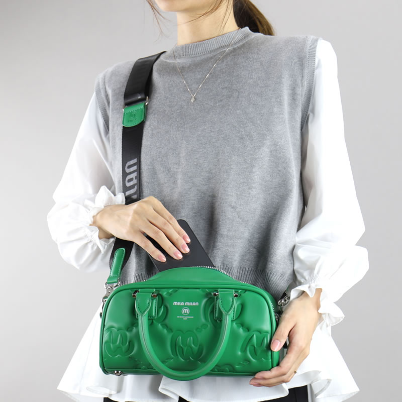 【商品レビューで+5%】ミラミラン バッグ ショルダーバッグ メンズ レディース ミニボストンバッグ 斜めがけバッグ 肩掛け 小さめ 手持ち 263301 黒 合皮  男性 女性 カジュアル 2WAY MILAMILAN  カリーナ ミニ ブランド ミニショルダー ゴルフ 人気 おしゃれ mila milan（ミラ・ミラン） バッグ ショルダーバッグ メンズ