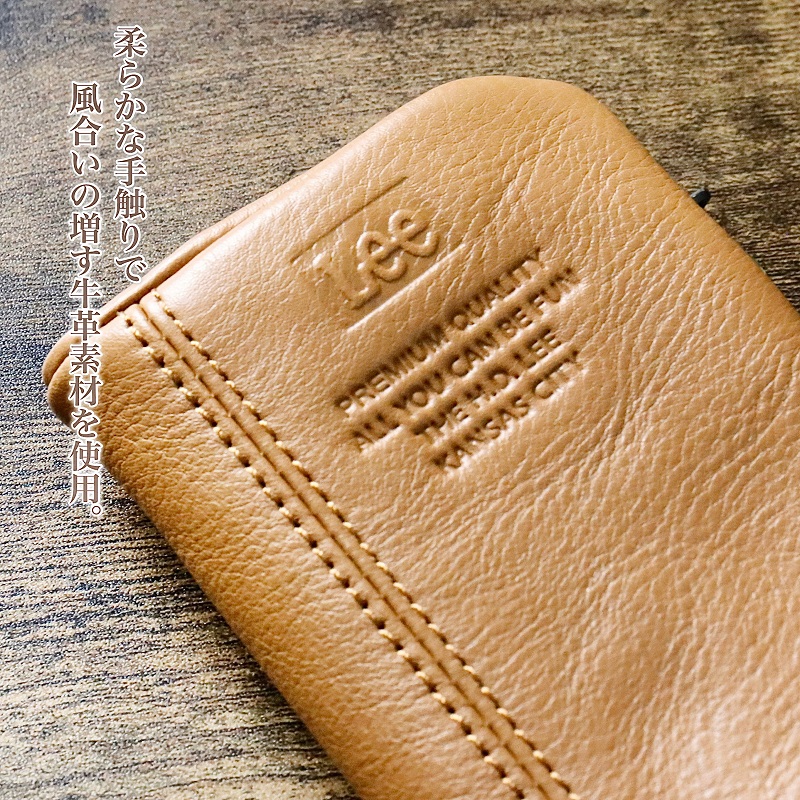 Lee（リー） 財布 二つ折り 小銭入れ メンズ 牛革 レザー セミ長財布