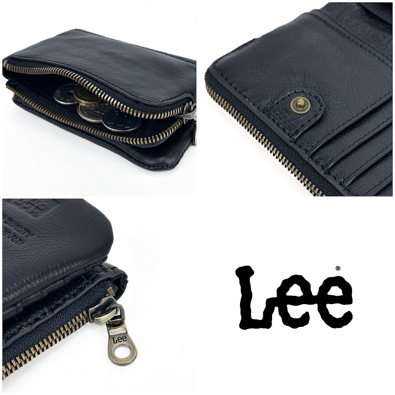 Lee（リー） 財布 二つ折り 小銭入れ メンズ 牛革 レザー セミ長財布