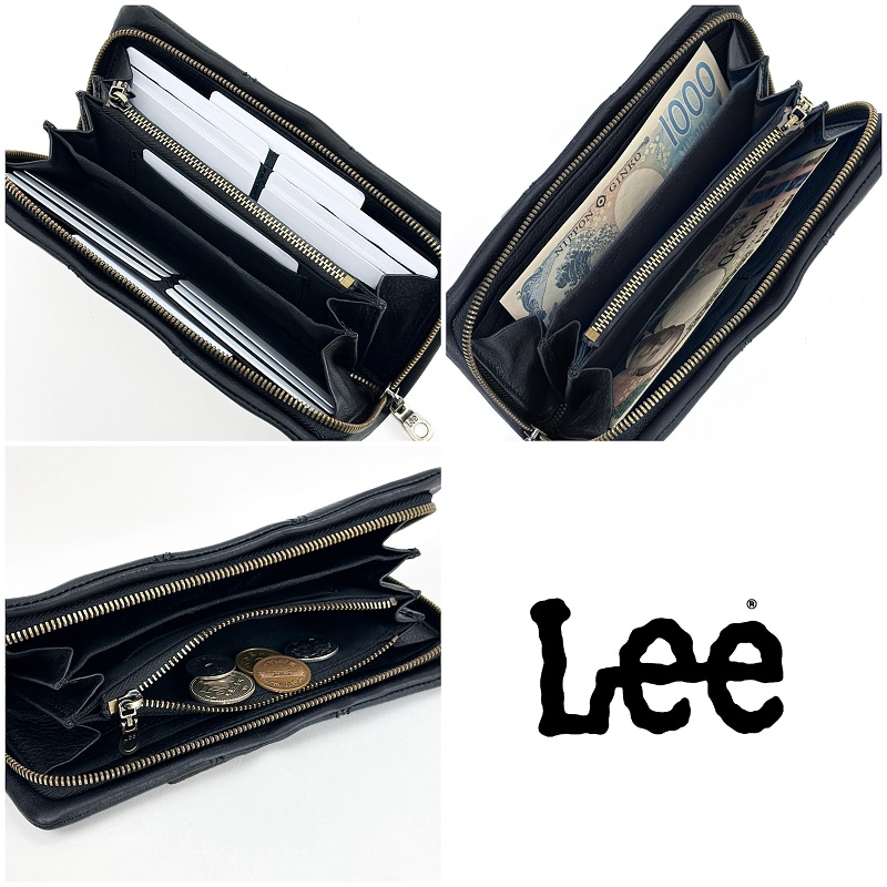 Lee（リー） 長財布 小銭入れ メンズ 牛革 レザー ラウンドファスナー