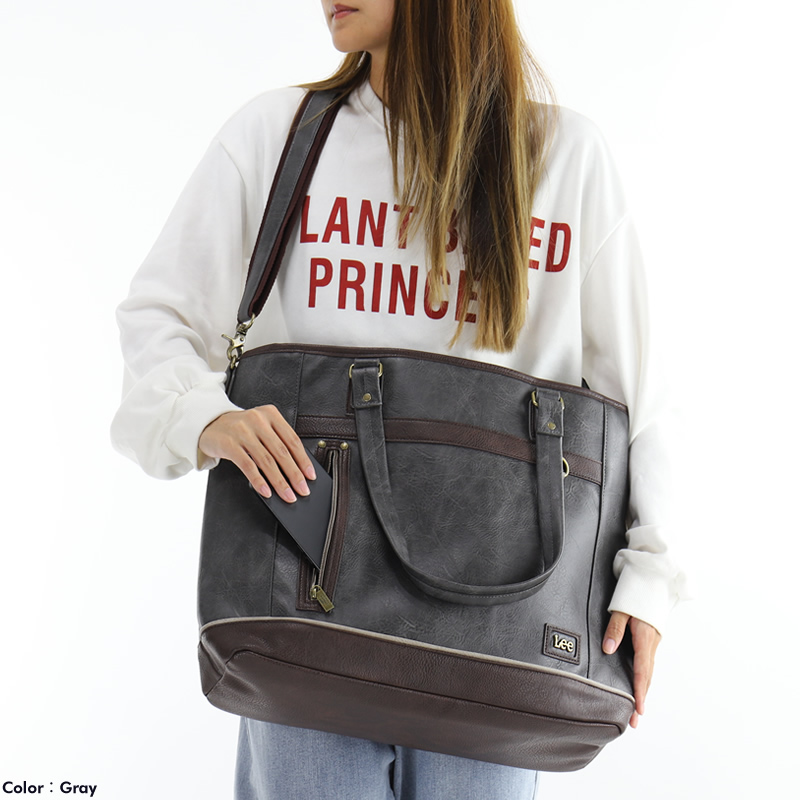 Lee（リー） トートバッグ メンズ 大きめ 大容量 ファスナー付き