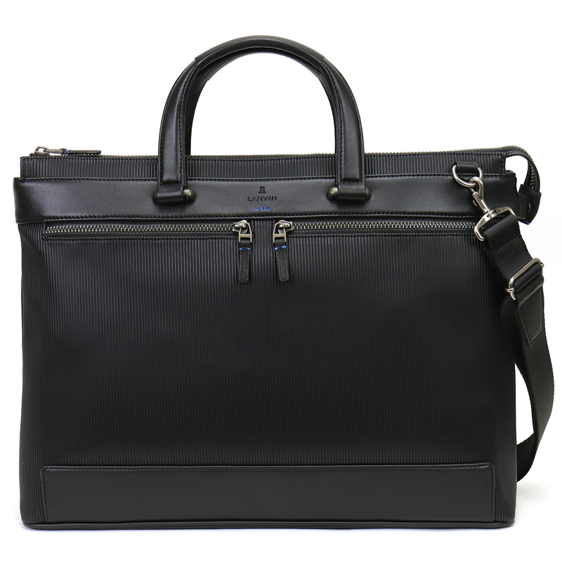 美品　LANVIN on Bleuランバン ビジネスバッグ シボ革 2way 黒 LANVIN en Bleu ランバンオンブルー バンプ ビジネスバッグ
