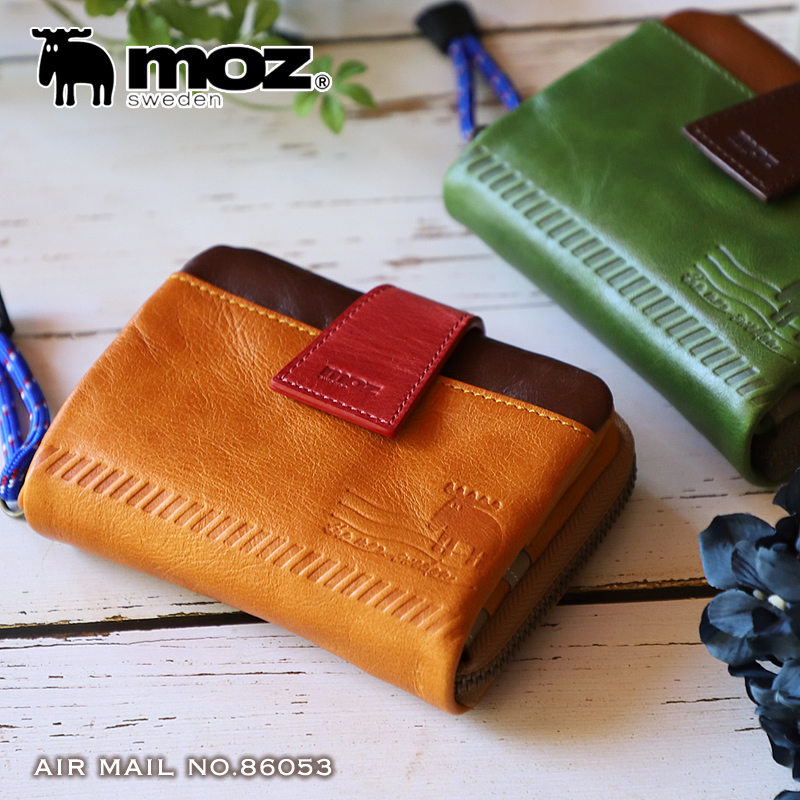 moz（モズ） Air Mail エアメール 二つ折り財布 小銭入れあり