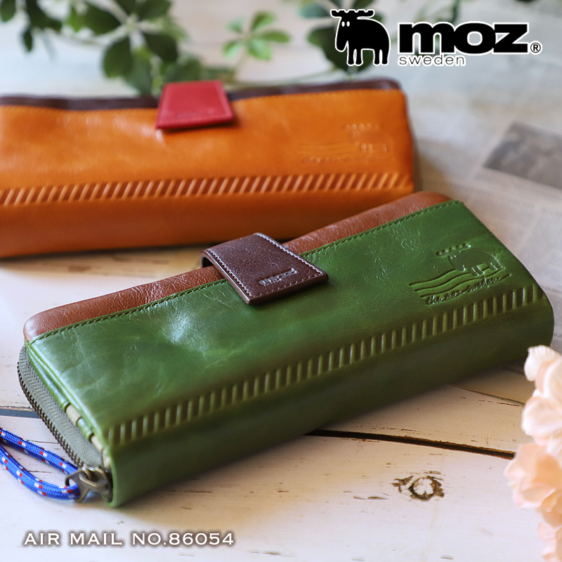 moz モズ Air Mail エアメール ラウンドファスナー長財布 小銭入れあり