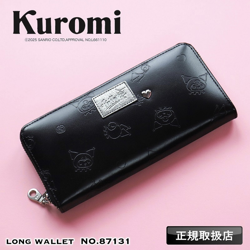 新品 財布 レディース 長財布 ラウンド クロミ サンリオ 公式品 本革 BK クロミ 財布 レディース 長財布 ラウンド Kuromi ブランド 本革