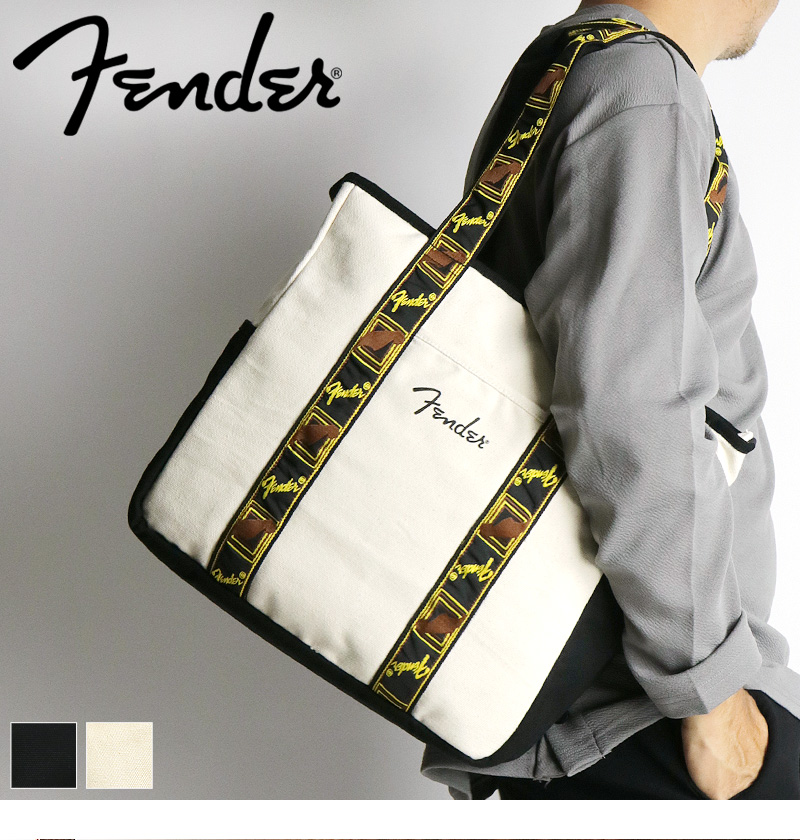 Fender フェンダー トートバッグ A4 軽量 コットン ファスナー