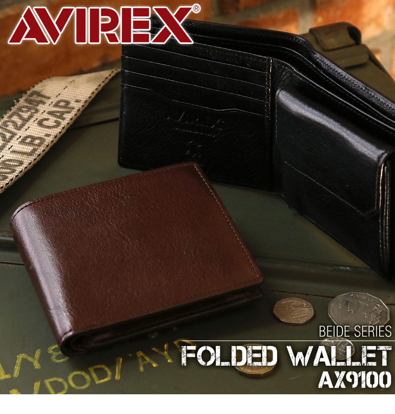 AVIREX アヴィレックス BEIDE バイド 二つ折り財布 小銭入れあり 牛革