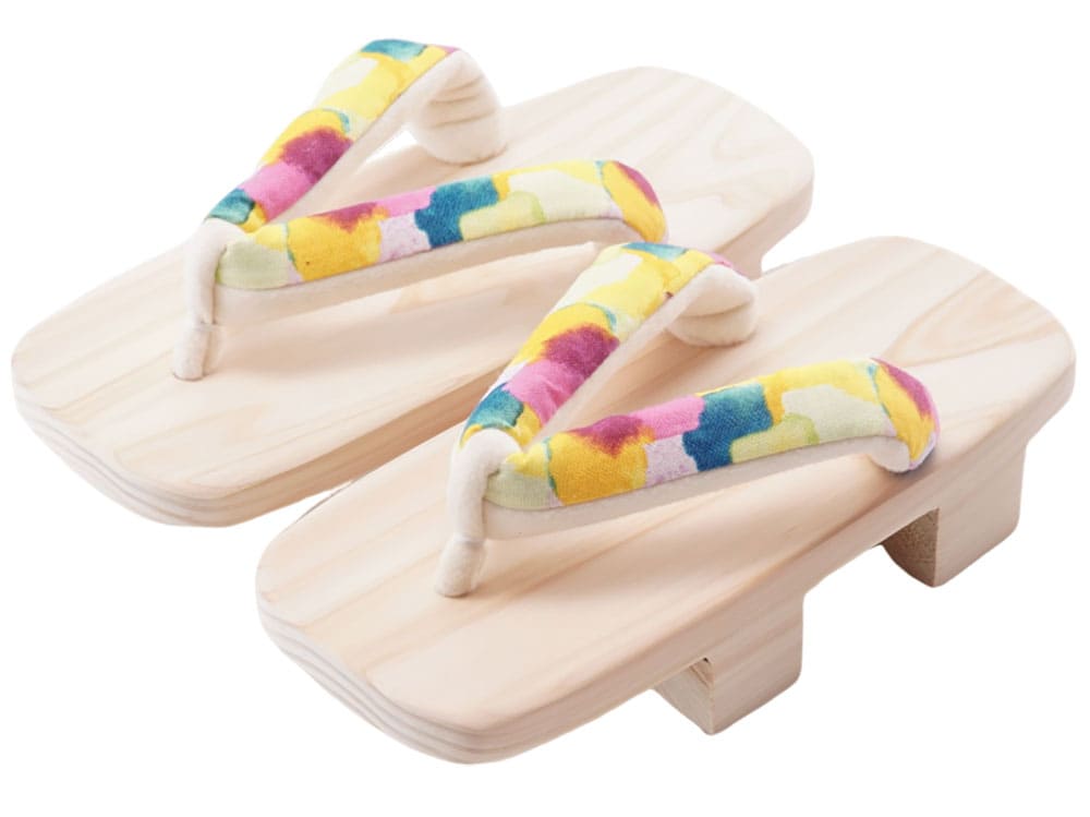 watomi 下駄 キッズ 子供 二枚歯 白木 子ども用 痛くない 履きやすい かわいい 日本製 下駄 サンダル 男の子 女の子 子ども二枚歯下駄 生成 柄花緒 ゴム付