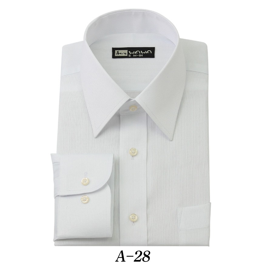 【メール便】長袖 ホワイトドビー メンズ ワイシャツ レギュラーカラー A-28 送料無料｜wawajapan｜03