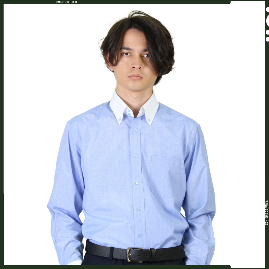 WAWA JAPAN 【メール便】 長袖 クレリック ワイシャツ メンズ Yシャツ