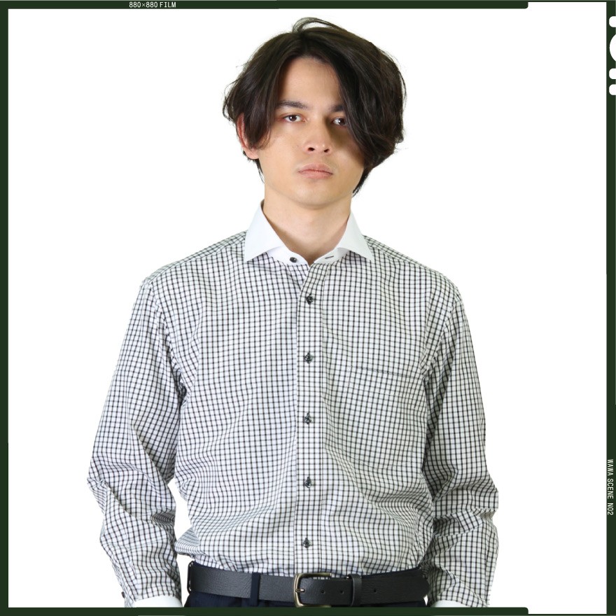 WAWA JAPAN 【メール便】 長袖 クレリック ワイシャツ メンズ Yシャツ