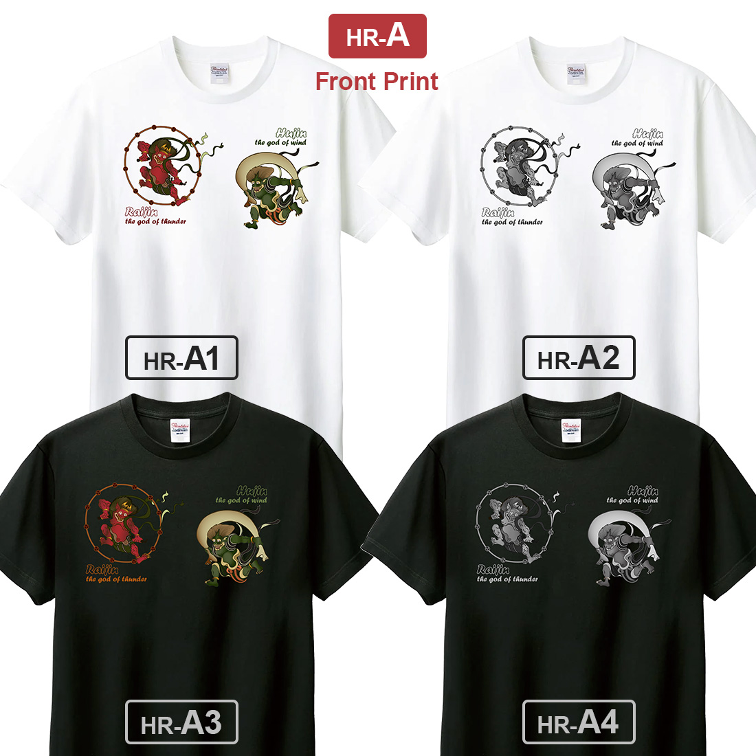 WAWA JAPAN 風神 雷神 Tシャツ 半袖 tシャツ DTFプリント おしゃれ