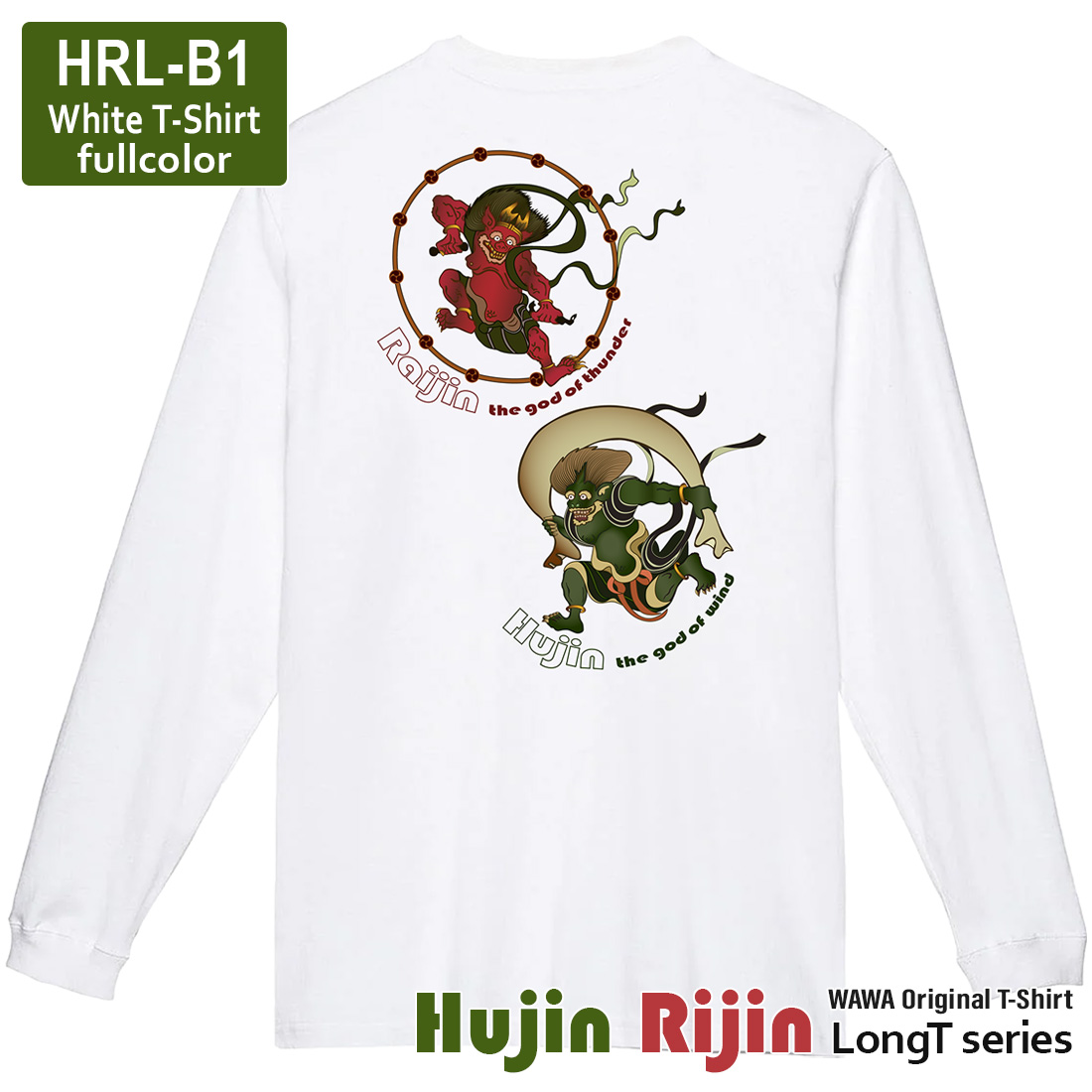 WAWA JAPAN 風神 雷神 長袖 Tシャツ tシャツ DTFプリント おしゃれ