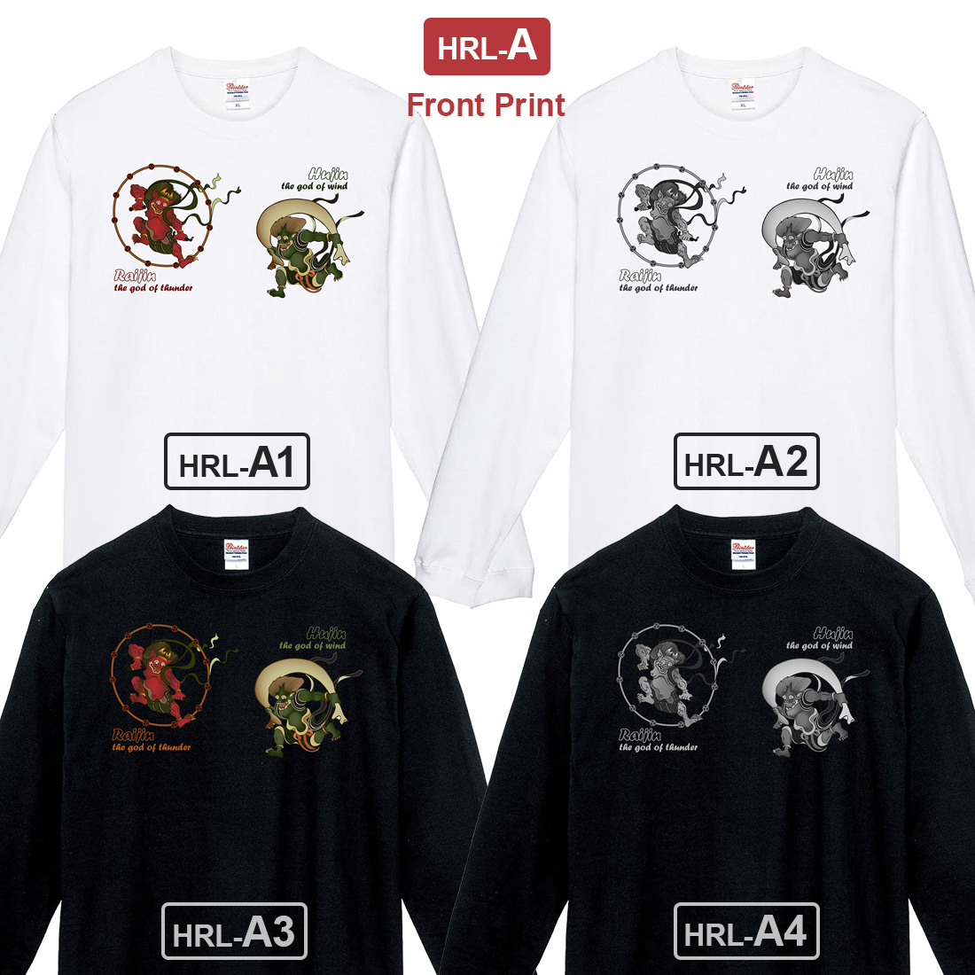 WAWA JAPAN 風神 雷神 長袖 Tシャツ tシャツ DTFプリント おしゃれ