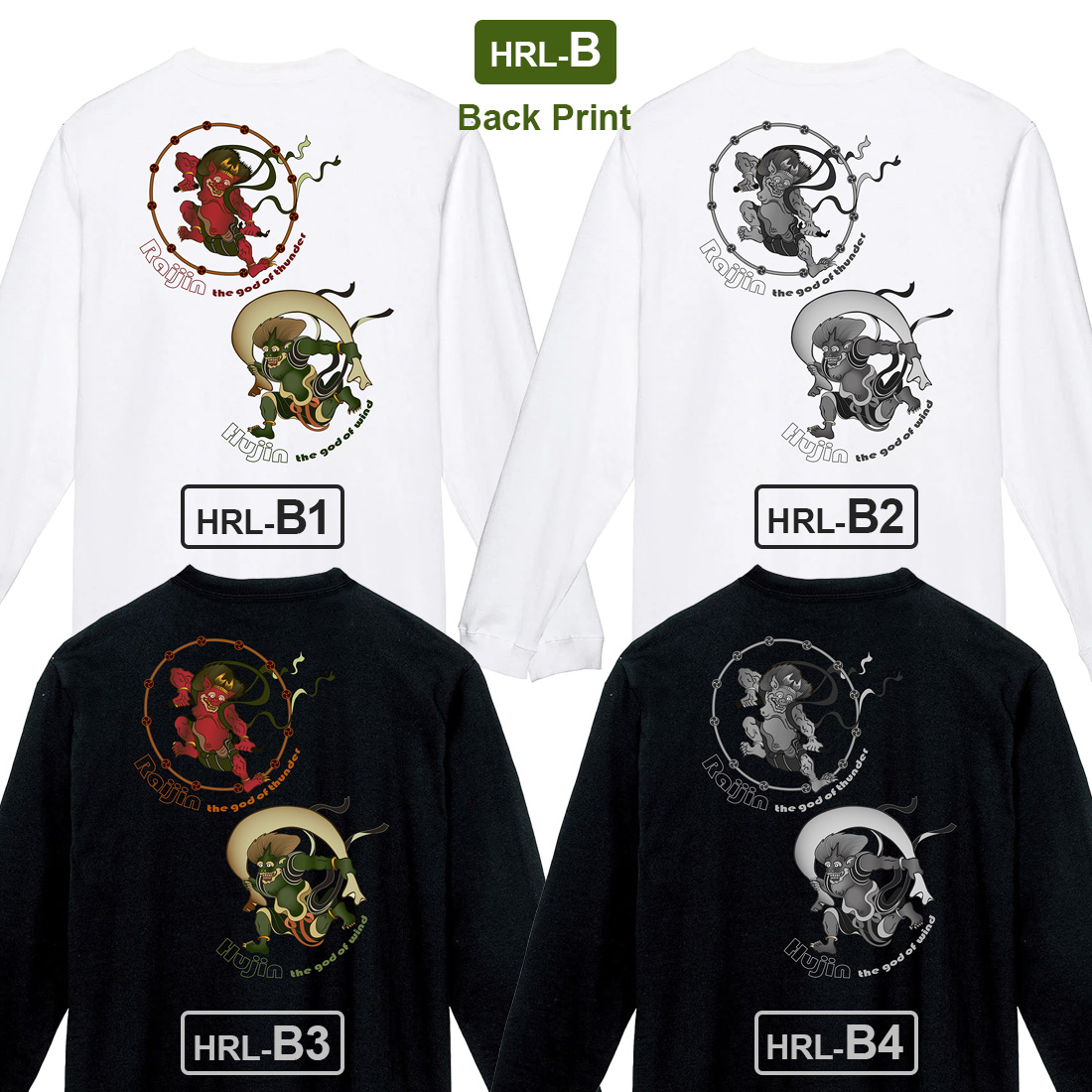WAWA JAPAN 風神 雷神 長袖 Tシャツ tシャツ DTFプリント おしゃれ