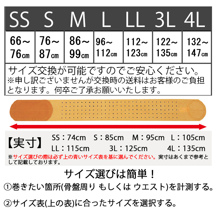 毎日当日発送 骨盤ベルト 腰痛ベルト コルセット 日本製 丸型骨盤バンド 天然ゴム サポーター 骨盤バンド 小 〜 大きいサイズ 生ゴム ゴム 医療用 ぎっくり腰｜wayoryohinya｜07