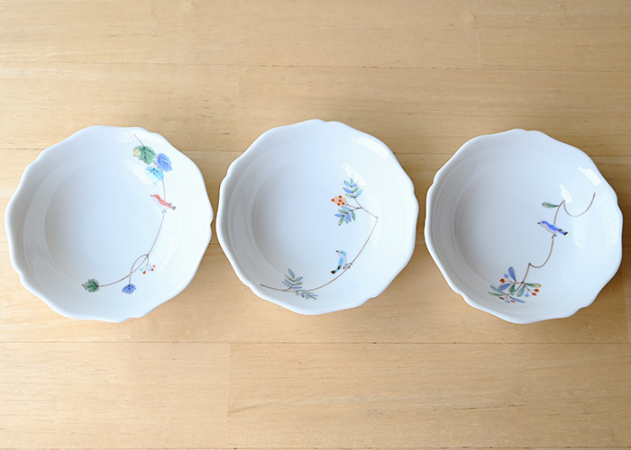 香蘭社 小鳥の詩 三つ組小鉢 有田焼 鉢 食器 セット おしゃれ ボウル