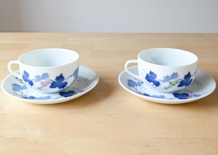 香蘭社 染ぶどう ペアティーカップ＆ソーサー コーヒーカップ ティー