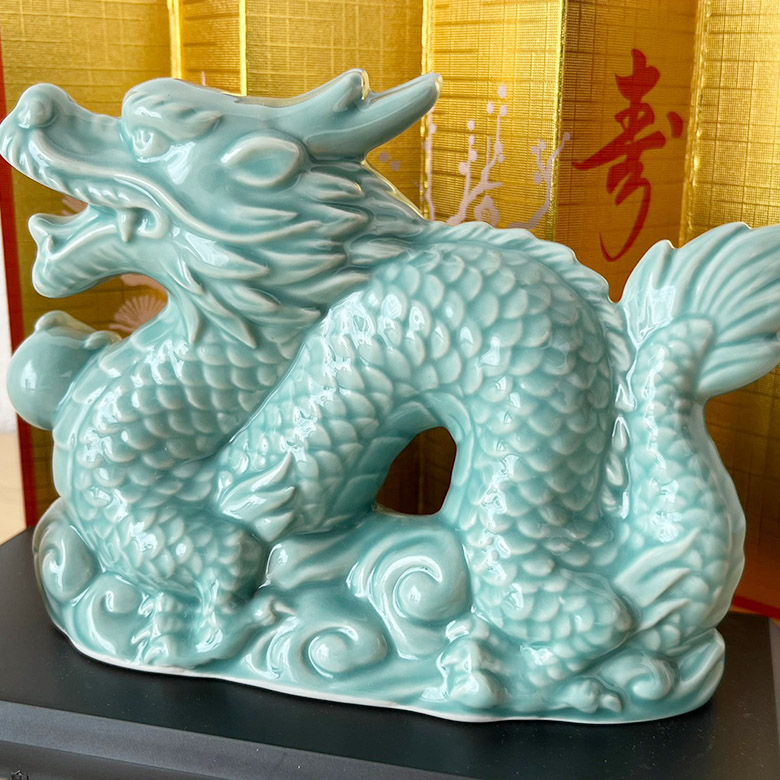 干支 置物 薬師窯 青祥招福辰(飛龍) 35 たつ 干支の辰置物 龍 干支置物