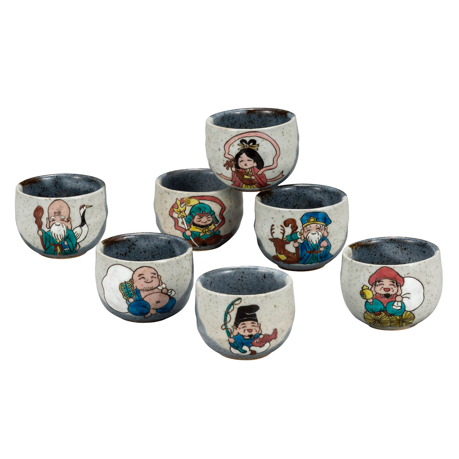 九谷焼 七福神デザインのお猪口セット 7個