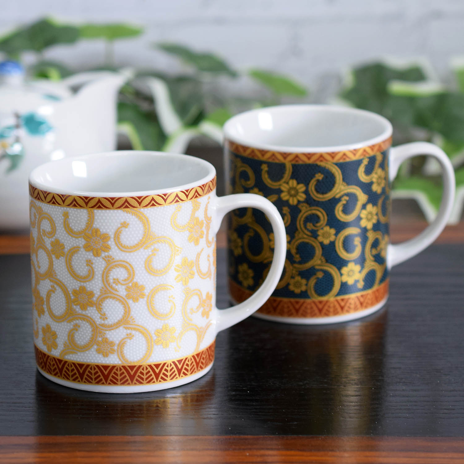 5th Avenue デザイン 陶器製皿とマグカップセット 九谷焼 マグカップ ペア セット 花詰 陶器 高級 ブランド 食器 日本製