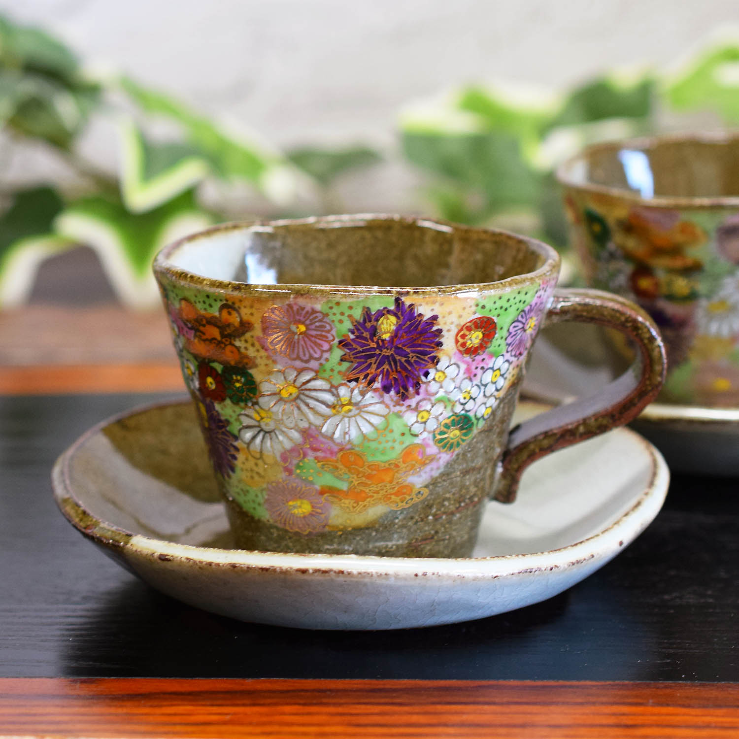 九谷焼 結婚祝い プレゼント 食器 ペア コーヒーカップ セット 花詰