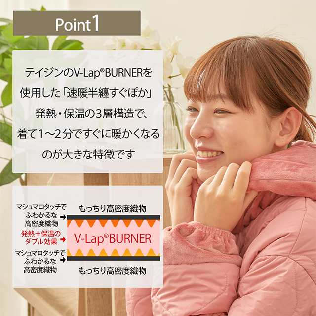 テイジン 速暖 半纏 すぐぽか ピンク ラベンダー あったか