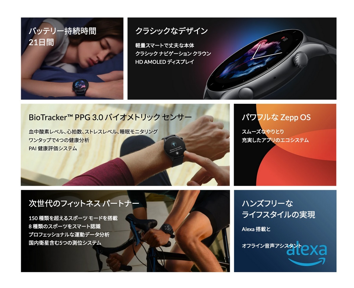 定番人気2023 Amazfit アマズフィット GTR3 ムーンライトグレー