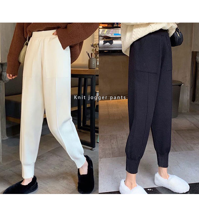 ジョガーパンツ レディース 冬 ニットパンツ パンツ ウエスト