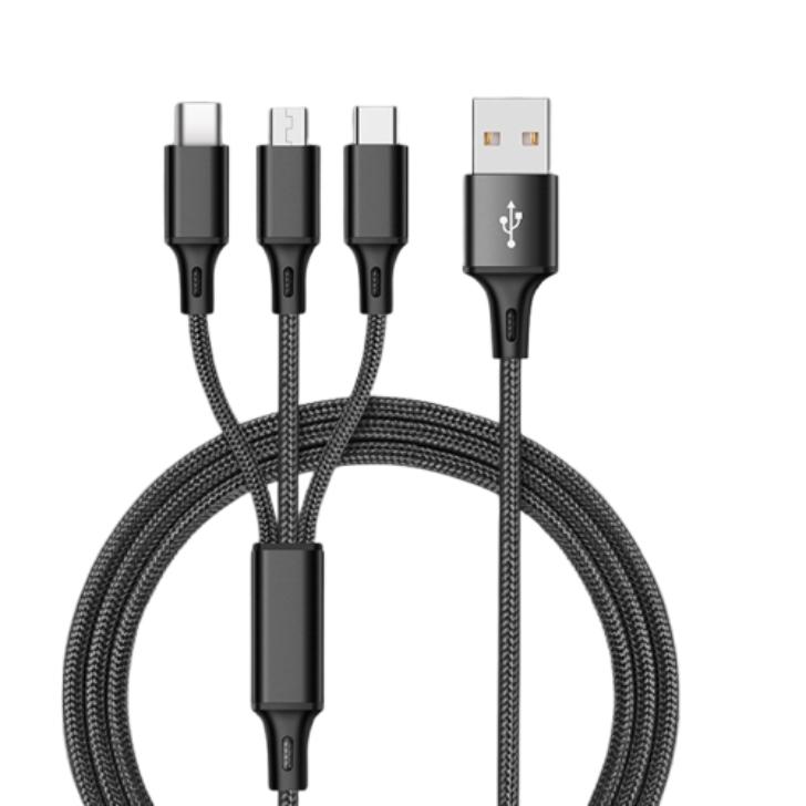 iPhone 充電ケーブル 3in1 タイプC USB Type-C ケーブル 急速充電 1.2m Android コンパクト microUSB 断線防止 | ブランド登録なし | 01