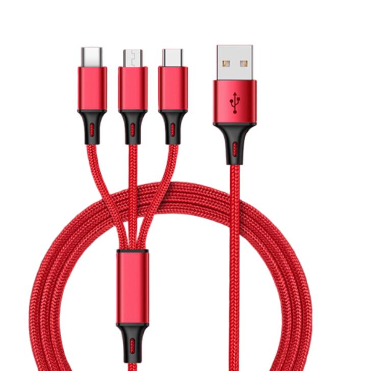 iPhone 充電ケーブル 3in1 タイプC USB Type-C ケーブル 急速充電 1.2m Android コンパクト microUSB 断線防止 | ブランド登録なし | 02