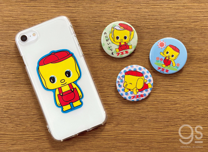フエキノリ 44mm缶バッジ お花 フエキくん ロングセラー 文具