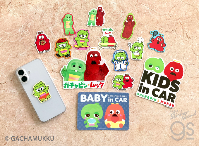 ガチャピン・ムック ビッグサイズステッカー KIDS in CAR 可愛い 車