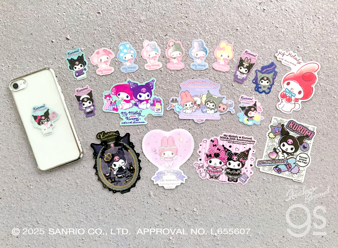 マイメロディ50th&クロミ20thステッカー ピンクブラックパーティ