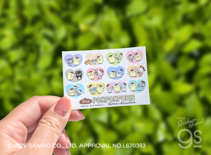 ポムポムプリン30th ダイカットステッカー 記念アート 30周年 サンリオ