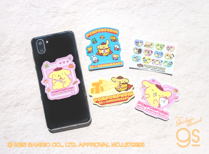 ポムポムプリン30th ダイカットステッカー 記念アート 30周年 サンリオ