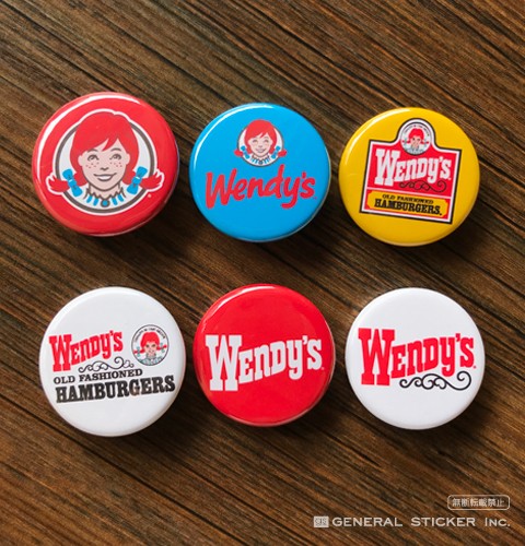 ウェンディ 缶バッジ ウェンディーズ 缶バッジ 32mmサイズ RED ロゴ WENDY'S