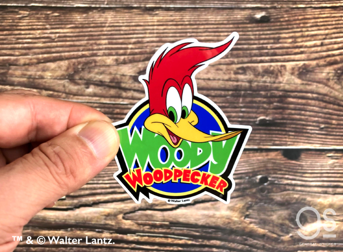 ウッドペッカー　WOODY woodpecker　シール　ステッカー　銀色 ウッドペッカー ダイカットステッカー WOODY WOODPECKER & FACE