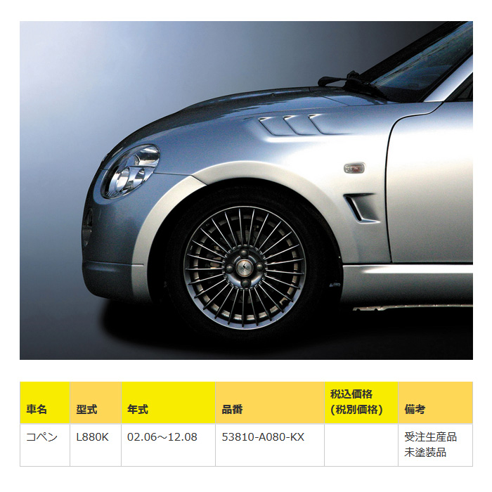 D SPORT スポーツフェンダー GTバージョン コペン L880K Dスポーツパーツ 新品｜web-carshop｜02