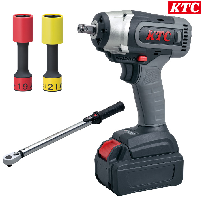 KTC 12.7sq.インパクトレンチ ソケット トルクレンチ 3点セット 軽自動車 普通自動車用 JTAE473ADZ :ktc 2:カーピットアイドル