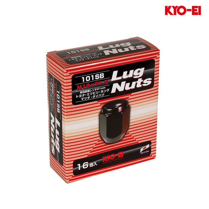 KYO-EI ラグナット M12XP1.5 21HEX ブラック 1セット(16個入り)｜web-carshop
