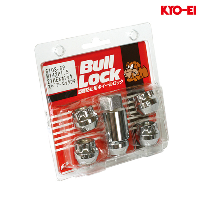 KYO-EI ブルロック貫通タイプ ロックナットM14XP1.5 21HEX クロームメッキ 1セット(ロックナット 5個入り)｜web-carshop