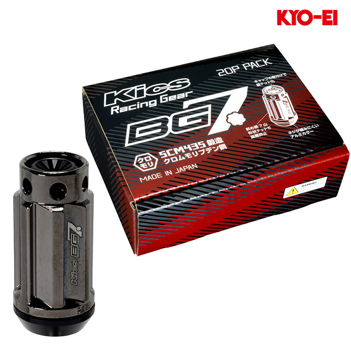 KYO-EI キックス BG7 ナット M12XP1.25 60°テーパー 樹脂キャップ付き グロリアスブラック 1セット(20個入り) BG7F03｜カーピットアイドル