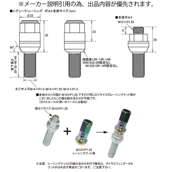KYO-EI レデューラレーシング ボルト M14xP1.25 35mm KYO-EI レデューラレーシング ボルト M14xP1.25 35mm