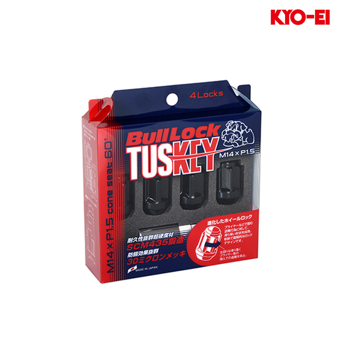 KYO-EI ブルロック タスキー ロックナット M14XP1.5 21HEX.22HEX兼用 ブラック 1セット(4個入り)｜カーピットアイドル