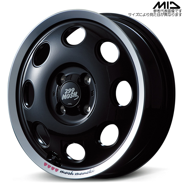 MID MANEKI 1本 14×4.5J+45 4H 100 φ67.1 軽カー全般 KURO
