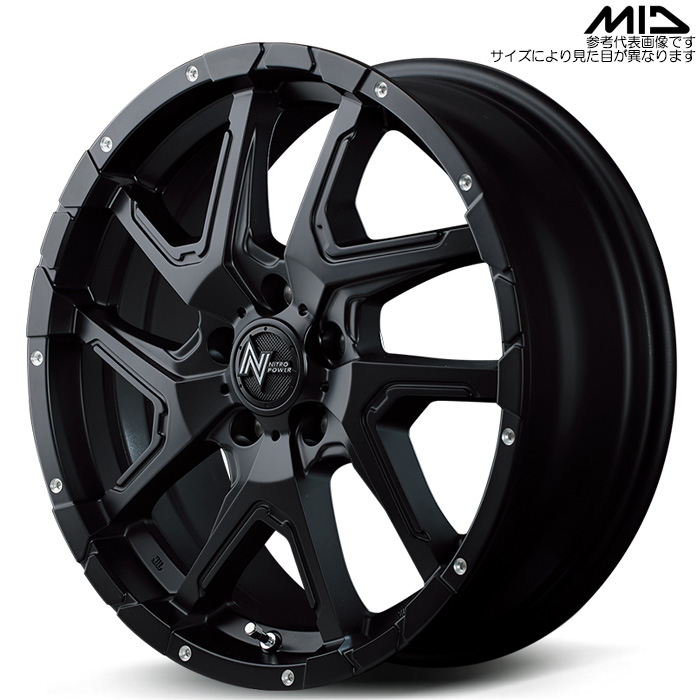 MID NITRO POWER DERINGER 1本 18×7.0J+42 5H 114.3 φ73 セミグロスブラック/フランジピアスドリルド : midwheel deringer 19 : カーピットアイドル