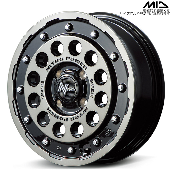 MID NITRO POWER H12 SHOTGUN 1本 14×5.5J+40 4H 100 φ67.1 ブラッククリア/マシニング