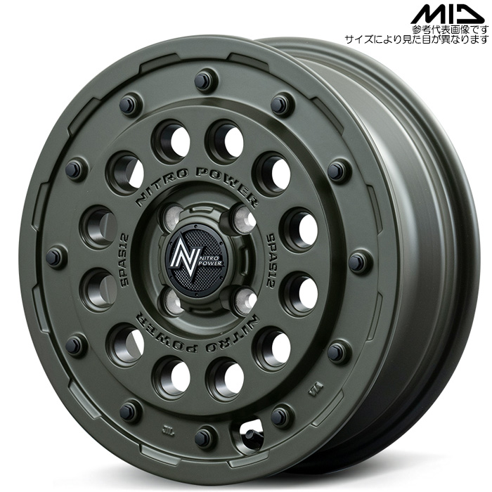 MID NITRO POWER H12 SHOTGUN TACTICAL EDITION 1本 14×4.5J+45 4H 100 φ67.1 軽カー全般 セミグロスODグリーン