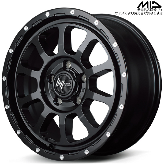 MID NITRO POWER M10 パーシングS 4本 17×7.0J+42 5H 114.3 φ73.1 セミグロスブラック/マシニング : midwheel m10pershings 4p 20 : カーピットアイドル